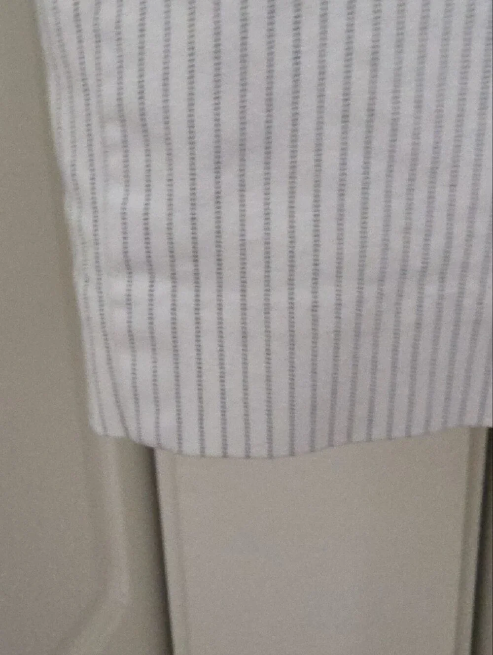 Jules & Leopold Cream Mini Skirt with Thin Gray Pinstripes